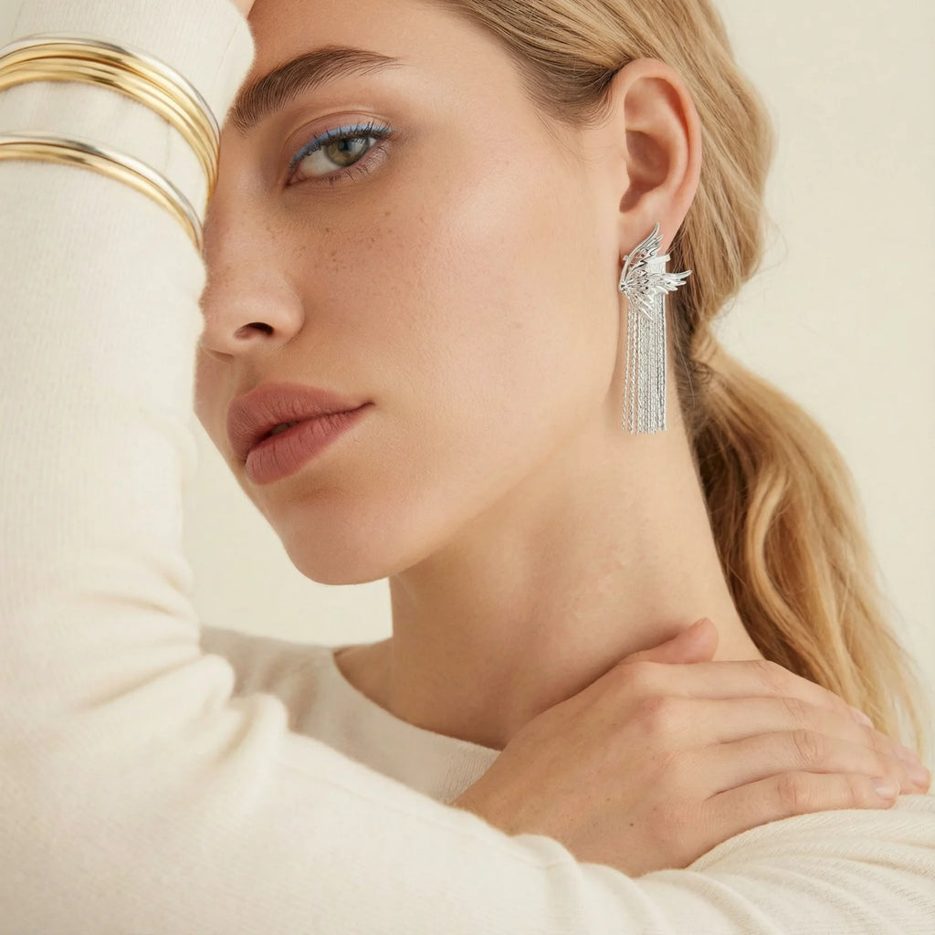 Celestial Wing Fringe Earrings