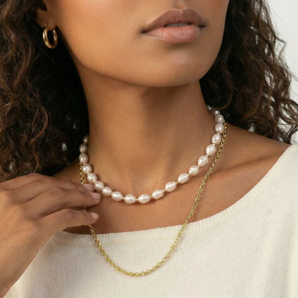 Golden Pearl Layers Necklace