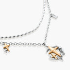 Layered silver-tone necklace set featuring star charms and crescent moon pendant with eco-friendly zinc alloy construction