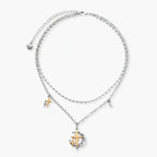 Layered silver-tone necklace set featuring star charms and crescent moon pendant with eco-friendly zinc alloy construction