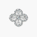 Adjustable sterling silver ring with quatrefoil design featuring brilliant moissanite stones in clover pattern