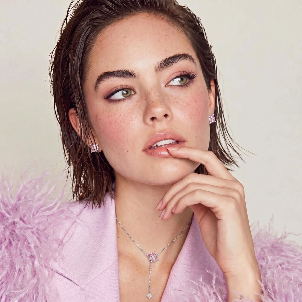 Parure Croix Prisme Rose