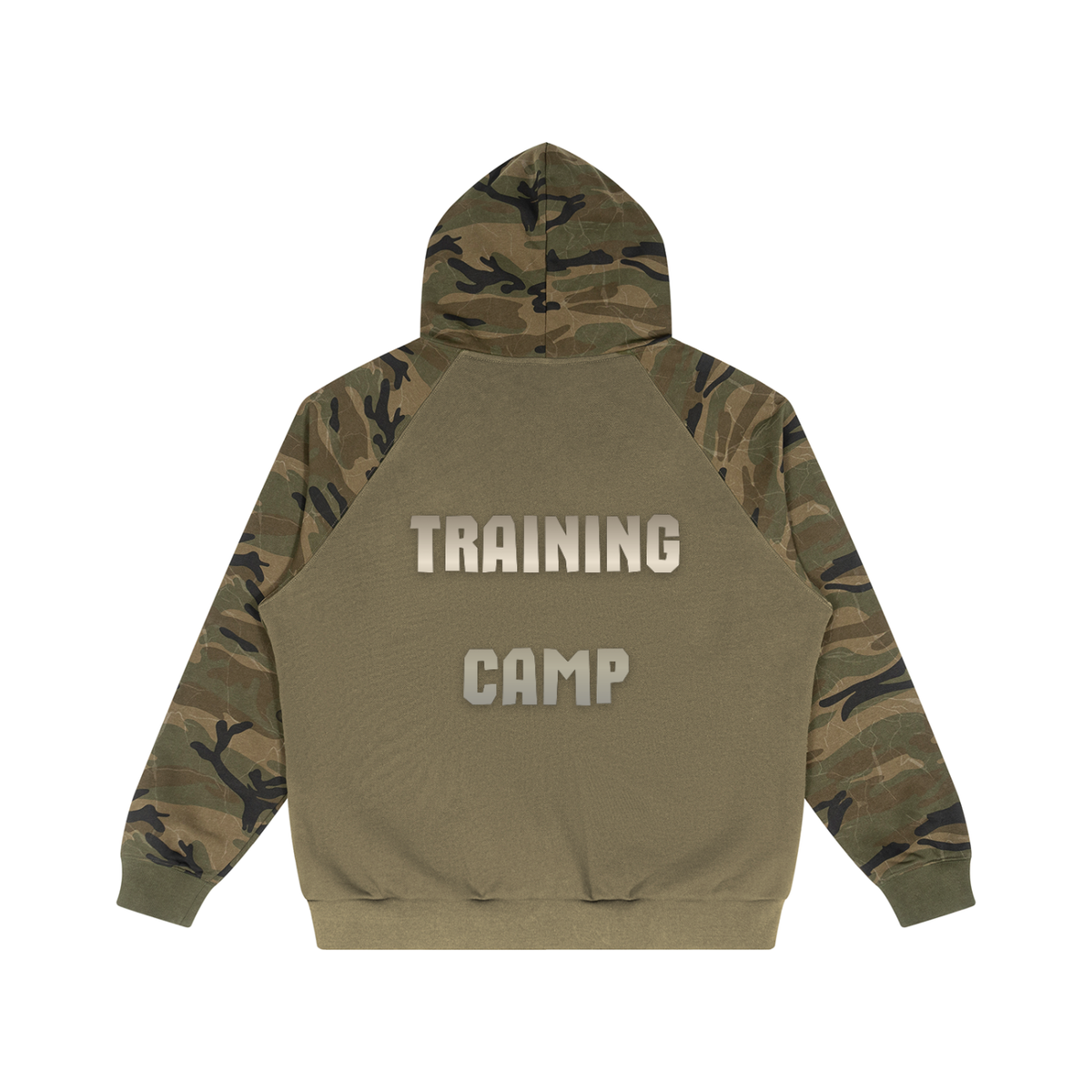 Unisex Camo-Splice Raglan Zip Hoodie
