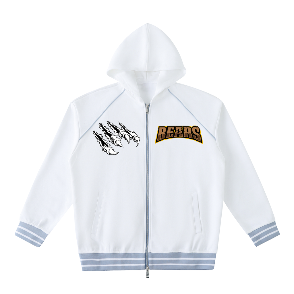 Striped Trim Zip-Up Hoodie