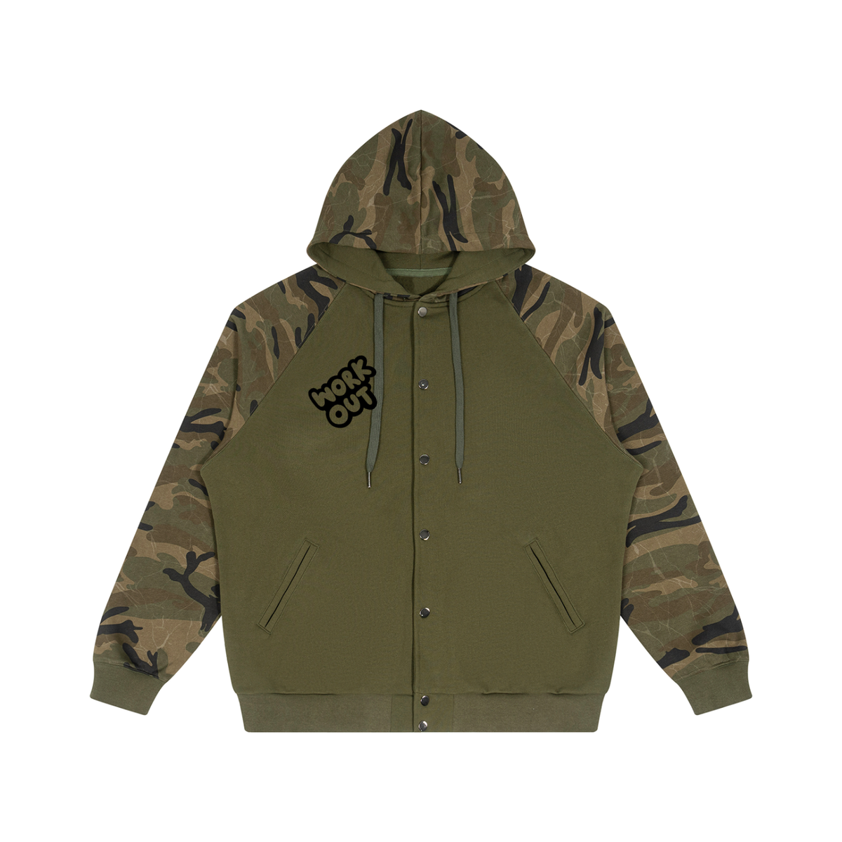 Unisex Camo-Splice Raglan Zip Hoodie
