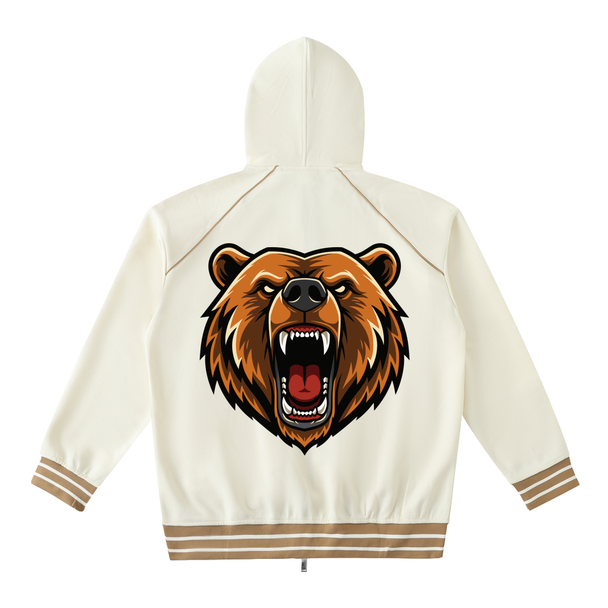 Striped Trim Zip-Up Hoodie