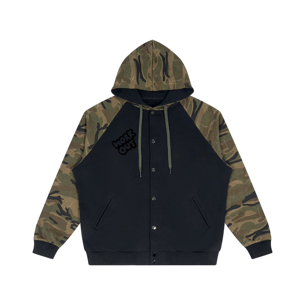Unisex Camo-Splice Raglan Zip Hoodie