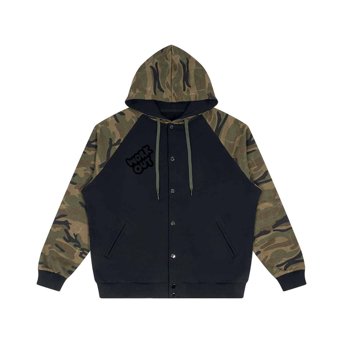 Unisex Camo-Splice Raglan Zip Hoodie