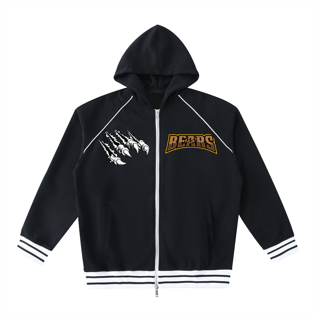 Striped Trim Zip-Up Hoodie