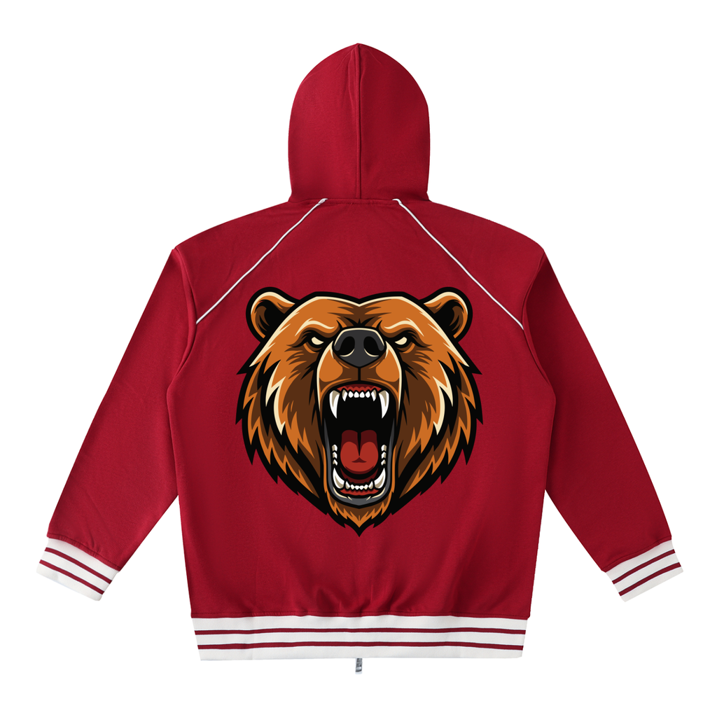 Striped Trim Zip-Up Hoodie