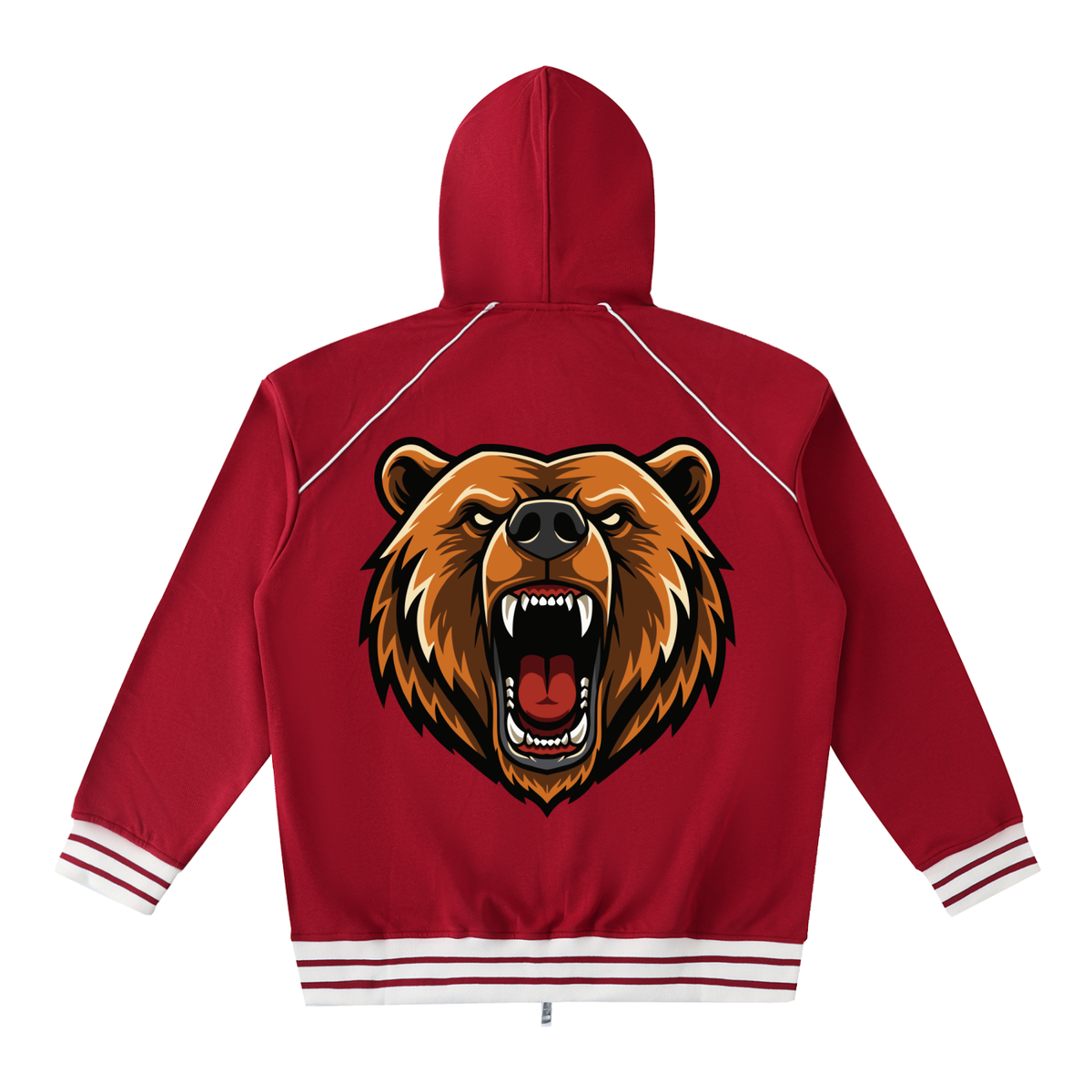 Striped Trim Zip-Up Hoodie