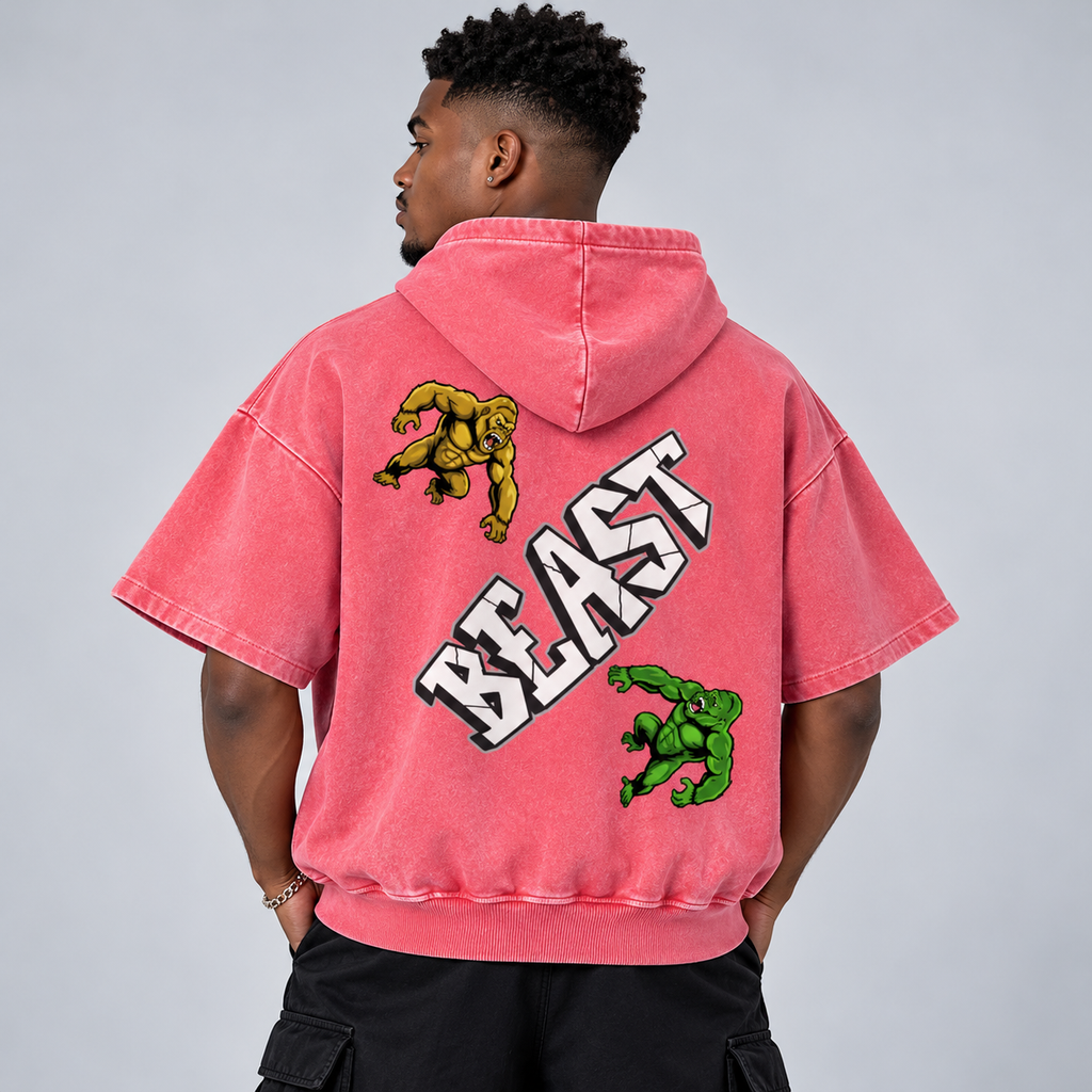 Unisex Mineral Wash Short Sleeve Hoodie