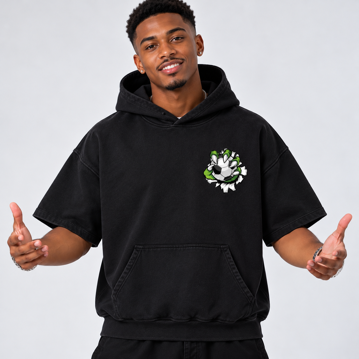 Unisex Mineral Wash Short Sleeve Hoodie