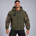 Unisex Camo-Splice Raglan Zip Hoodie