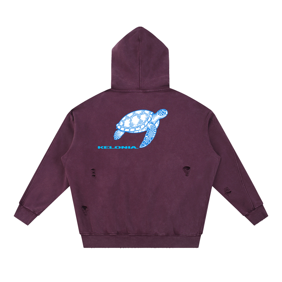 Snow Washed Distressed Panel Pocket Hoodie