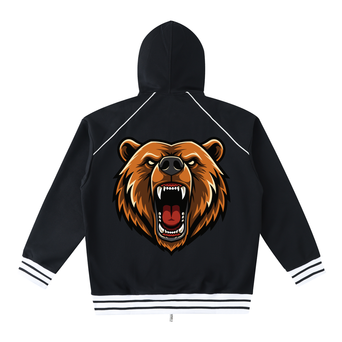 Striped Trim Zip-Up Hoodie