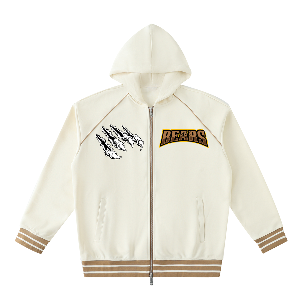 Striped Trim Zip-Up Hoodie