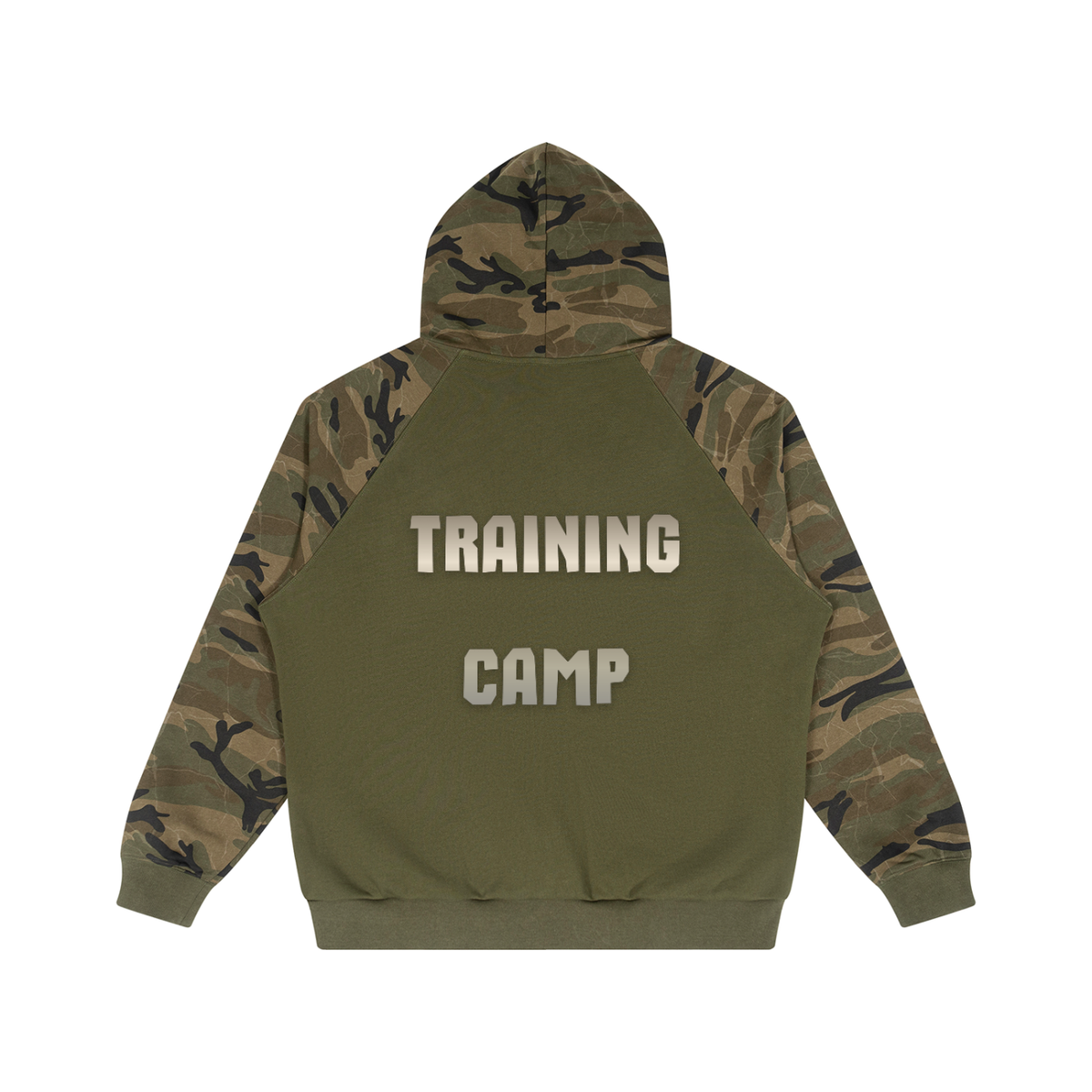 Unisex Camo-Splice Raglan Zip Hoodie